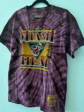 Mitchell & Ness Miami Heat Tie-Dye Short Sleeve Tee - Maroon